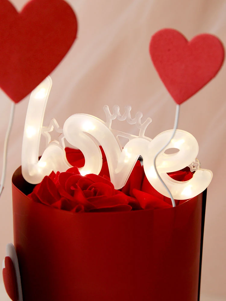 Love 520 Light Cupcake Topper หัวใจรักคนรักหวานเค้ก Topper สำหรับครบรอบวันวาเลนไทน์งานแต่งงานเค้กตกแต่ง