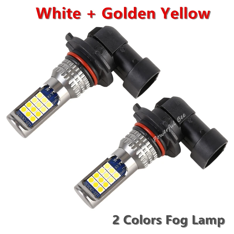 2 x Double colors HB3/9005 HB4/9006 power 36W 12V car automobile LED headlight fog lamp bulb white amber yellow ice blue