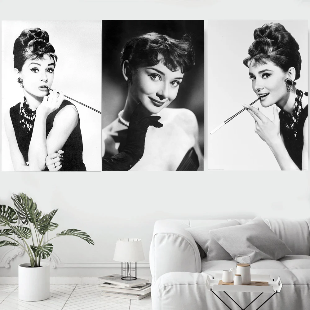 Retro Audrey Hepburn Portrait Motivation Canvas Prints Modern Painting Posters Wall Art Pictures For Living Room Home Decoration