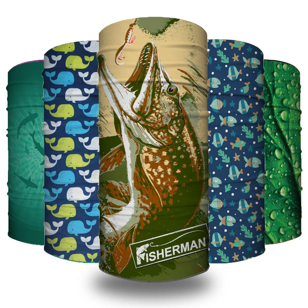 Padrões de peixe bandanas máscara facial pesca sem emenda pescoço tubo gaiter multifuncional headwear cachecol homem pai presentes aniversário