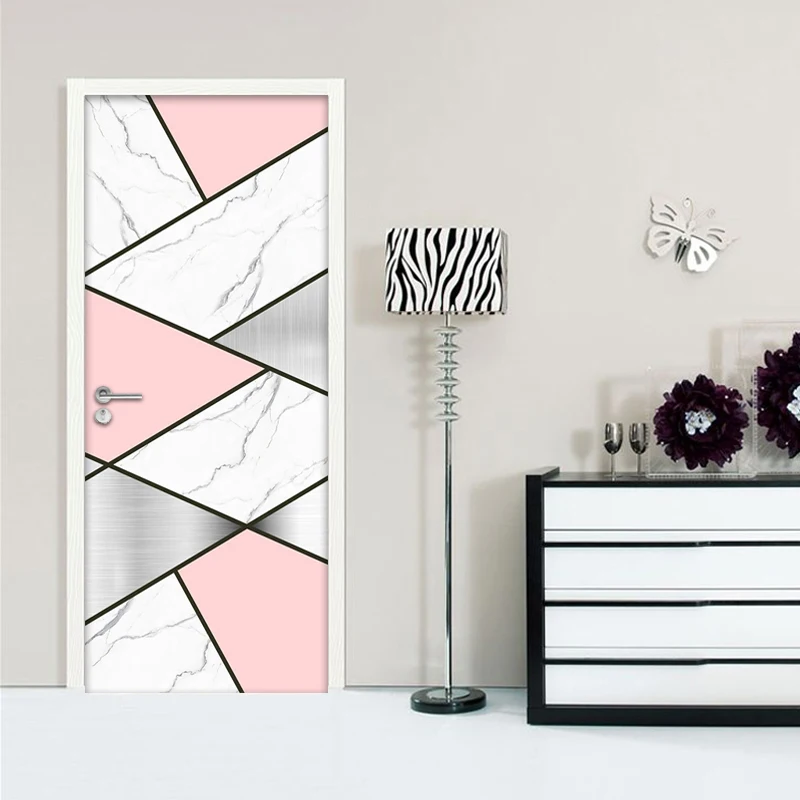 3D geometrische marmeren waterdichte zelfklevende deursticker muurstickers moderne woonkamer slaapkamer deur decoratie muurschildering behang