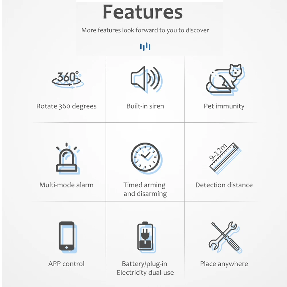 Sensore rilevatore di movimento Pir con allarme a infrarossi indipendente Tuya WIFI per lavori di sicurezza domestica con Alexa