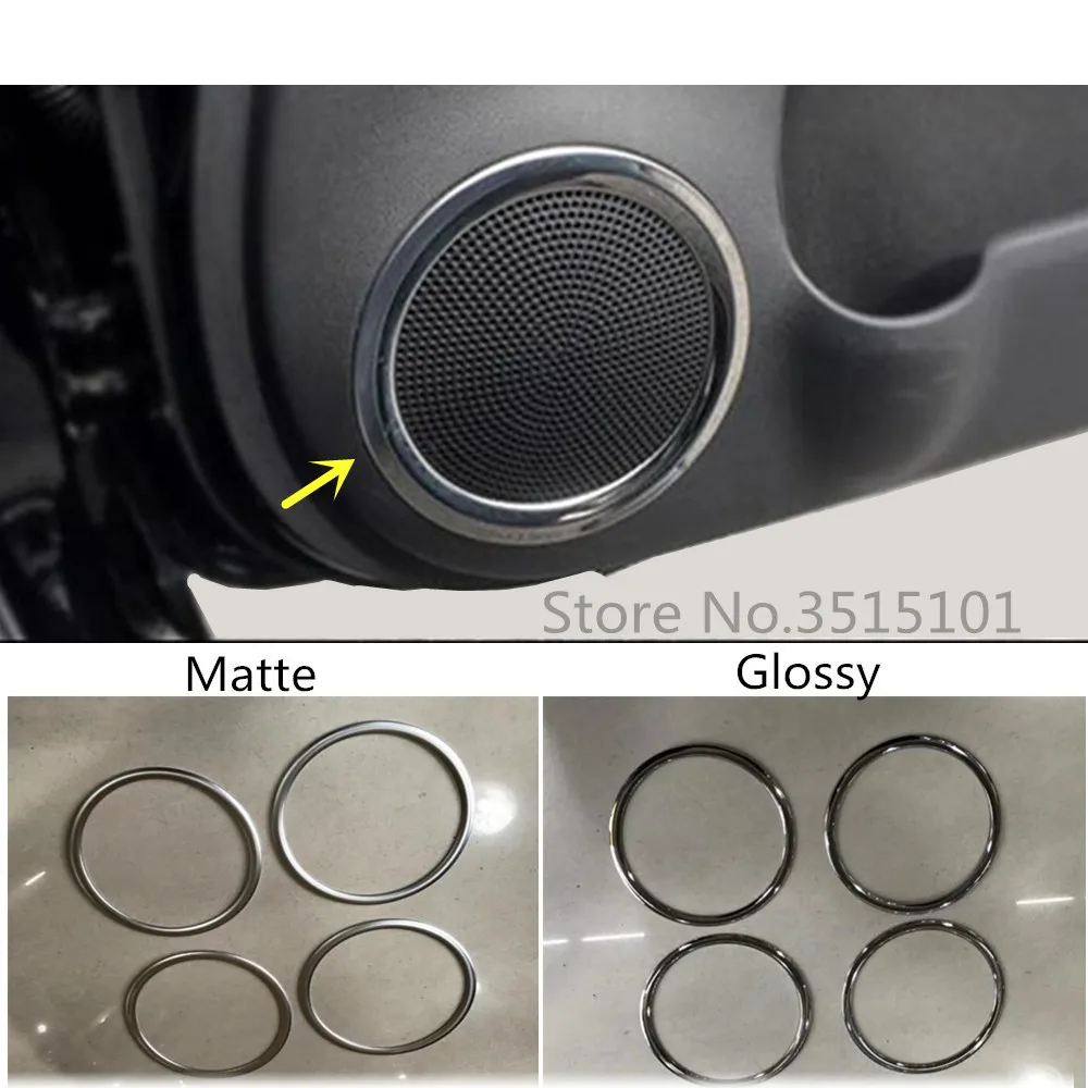 Car Detector Stick ABS Chrome Matte Inside Door Audio Speak Sound Cover Ring Trim 4PCs For Nissan NOTE 2017 2018 2019 2020