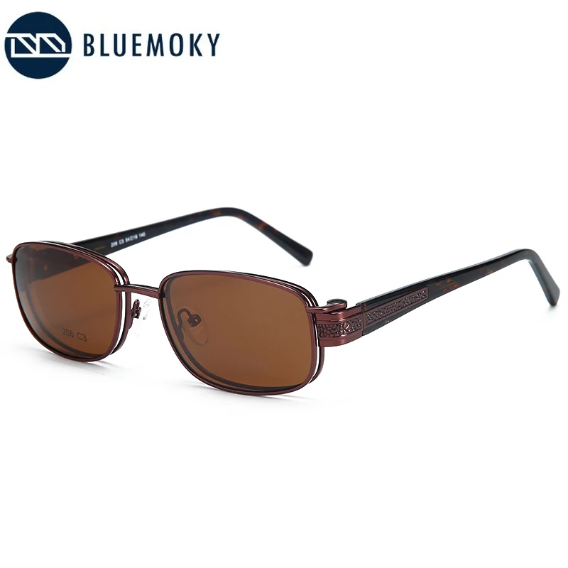 BLUEMOKY Vintage Steampunk Clip On Sunglasses Women Men Fashion Square Removable Flip Lens UV400 Polarized Driving Sun Glasses