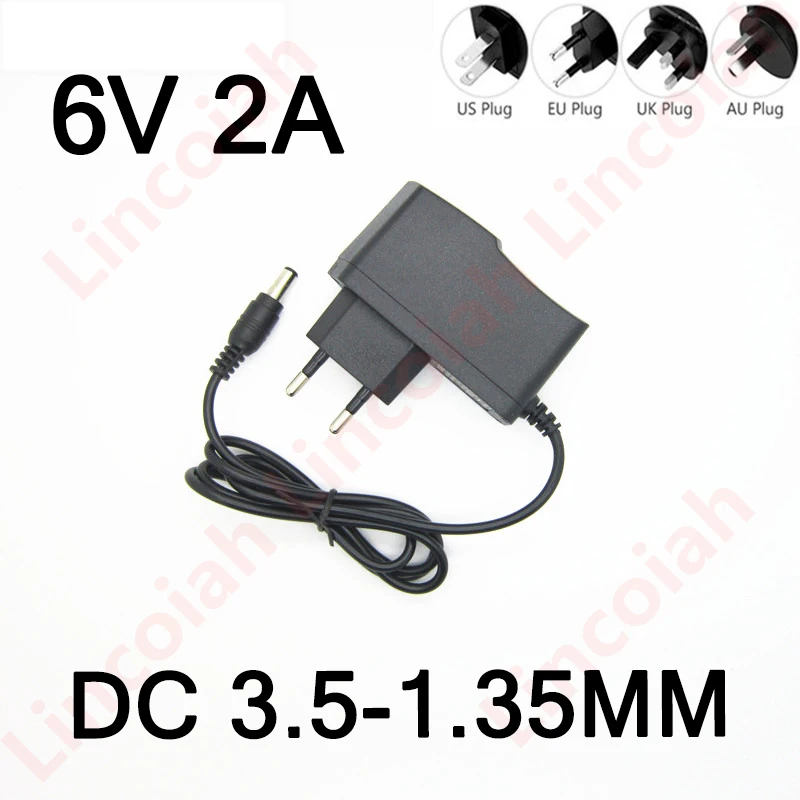 Best quality AC/DC Adapter DC 6V 2A 2000MA AC 100-240V Converter Adapter 6 V Volt Charger Power Supply EU Plug DC 3.5*1.35mm