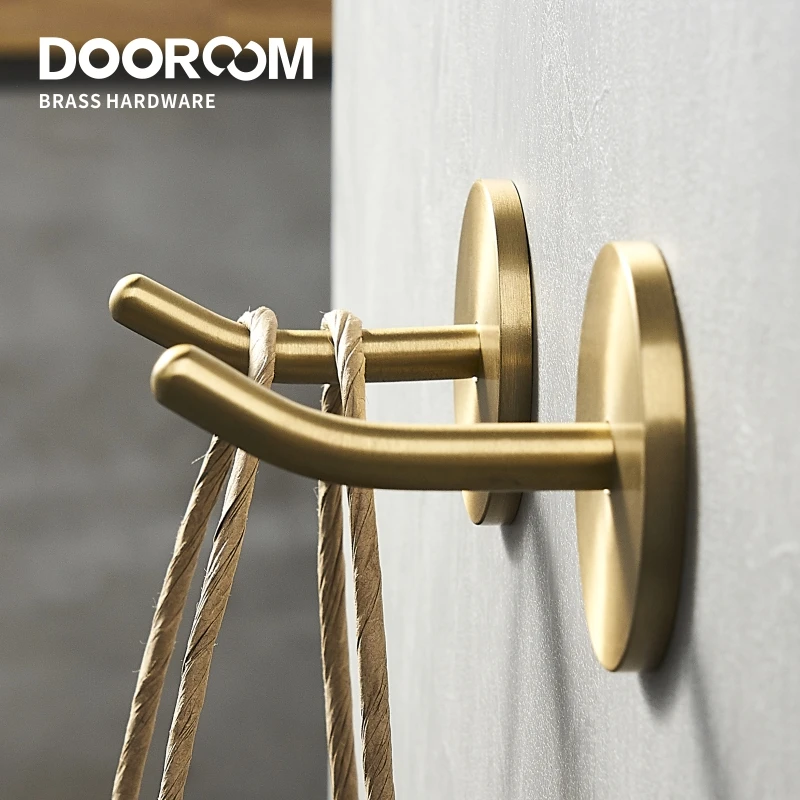 Dooroom-ganchos de rodamiento sin perforaciones de latón, para baño, interior, cocina, pasillo, colgadores de ropa de pared, nórdicos