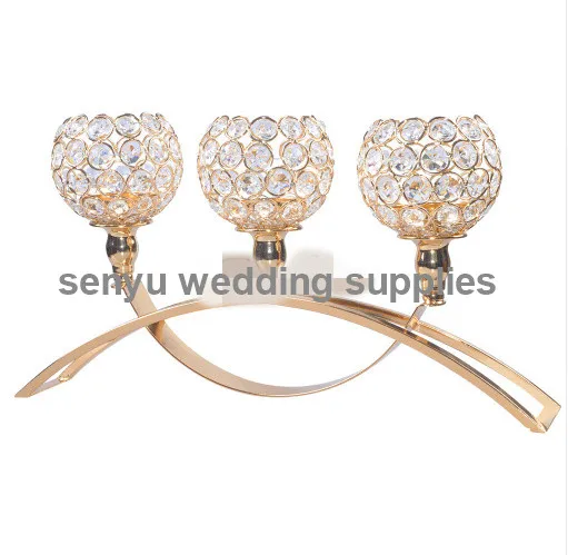 

30days sent ）Tall Crystal Votive Candle Holder sliver /gold Gold Wedding Candelabra Chandelier Centerpiece senyu0579