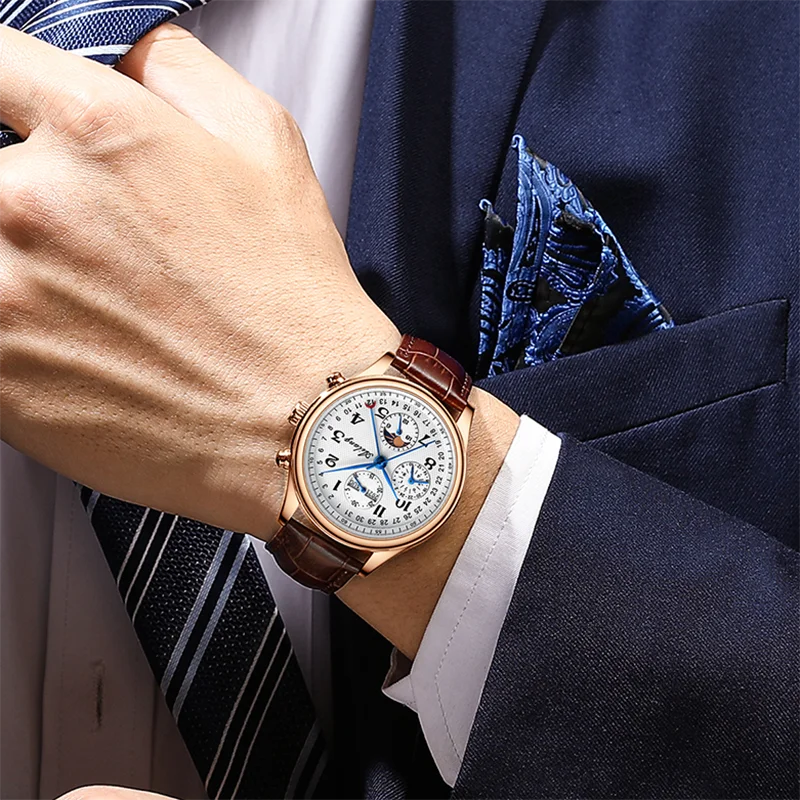 2022 genuine Ailang new men\'s watch Mechanical masculine and waterproof automatic man watch with leather strap and calendar