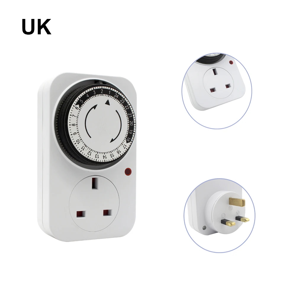 ManHua 24 Hour Programmable Mechanical Timer Switch Universal Socket TimerTG14,TG44 220V 16A Europe Plug EU UK plug