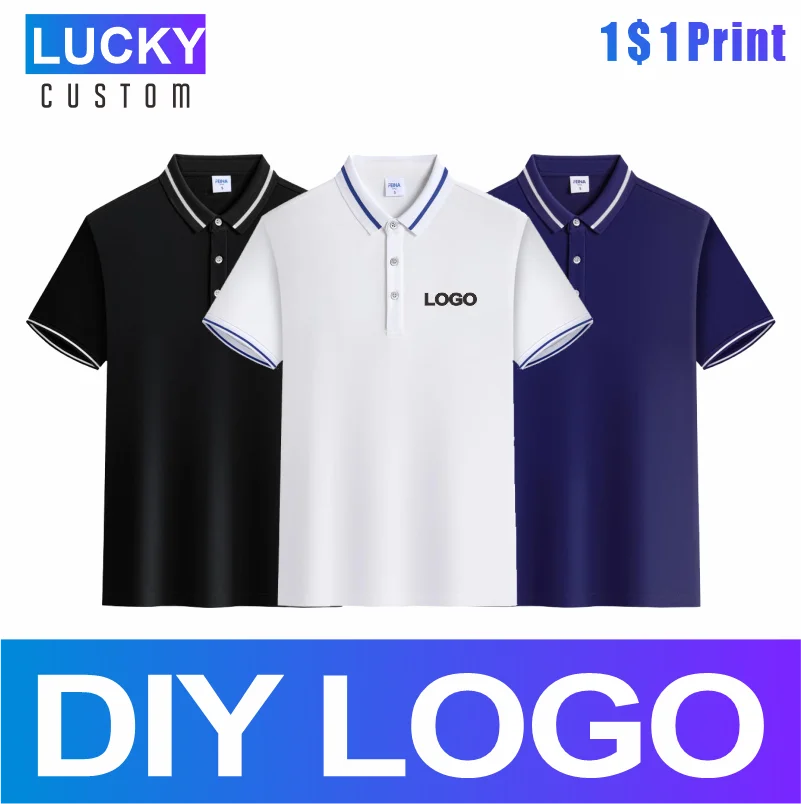 

Summer Fashion Short Sleeve Polo Shirt Custom Print Embroidery Company Logo Business Office Work Top 4xl