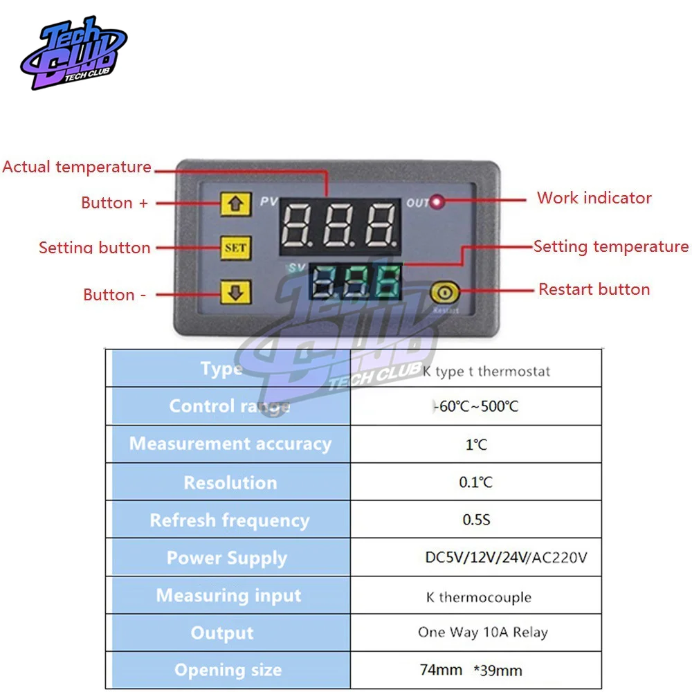 -60 -500℃ ledes Digitális Hőfok Ellenőr Fogyasztásmérő K típusa Termoelem M6 Hézagmérő Érzékelő embedded Hűtővíztermosztát Account current 220V/DC 5V/12V/24V