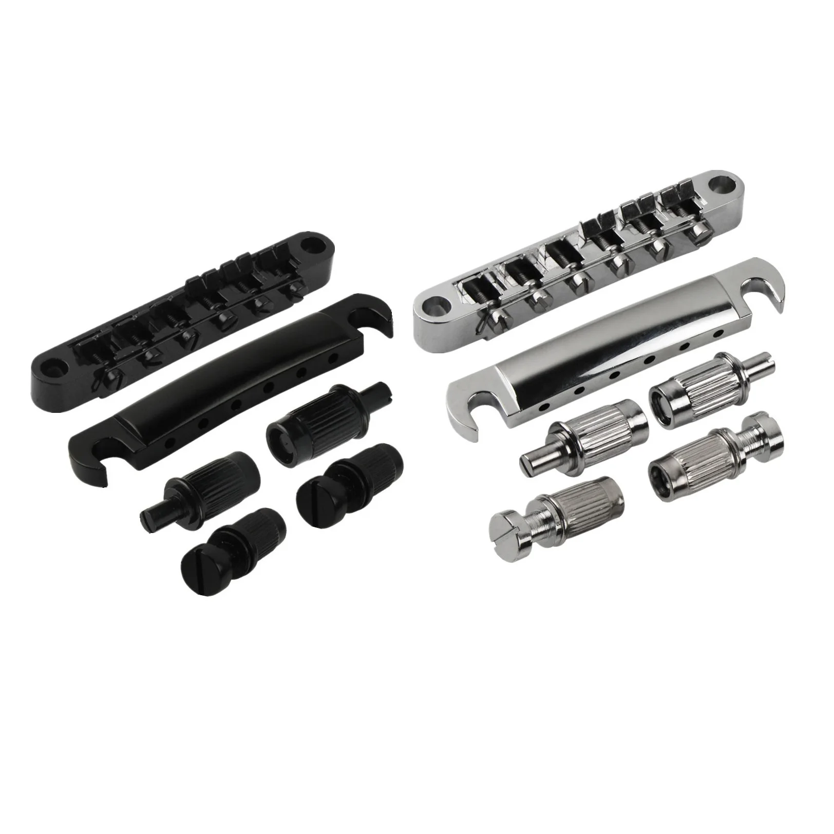 FLEOR Vintage LP Electric Guitar Bridge Stop Tailpiece Set for LP SG Guitar, Black/Chrome Option