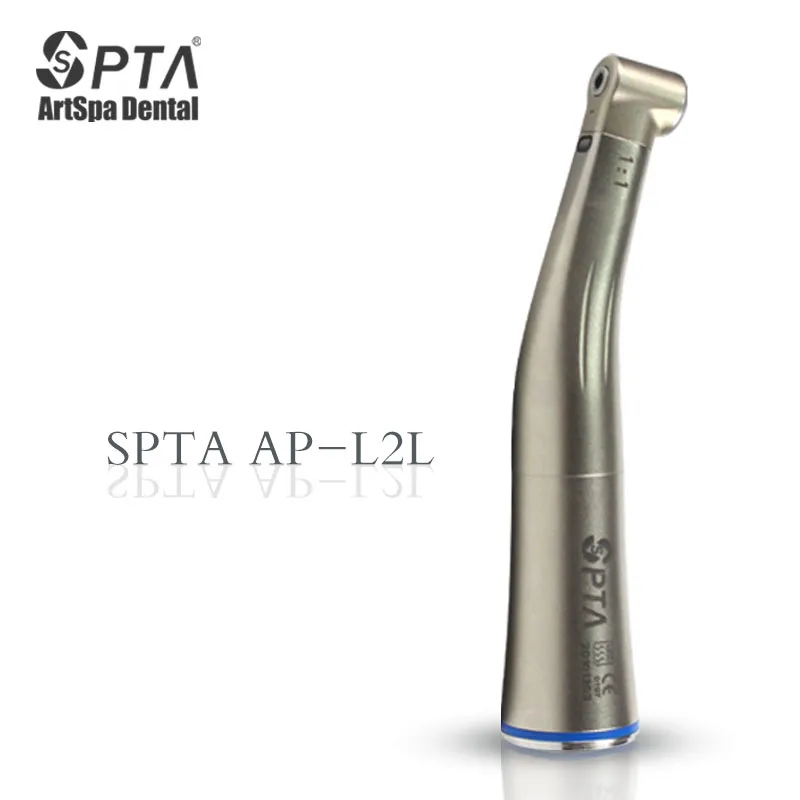 Dental SPTA 1:1 Contra Angle Low Speed Rotation Handpiece Fiber Optic Air Turbine Dentisit Equipment Stainless Steel Blue Ring