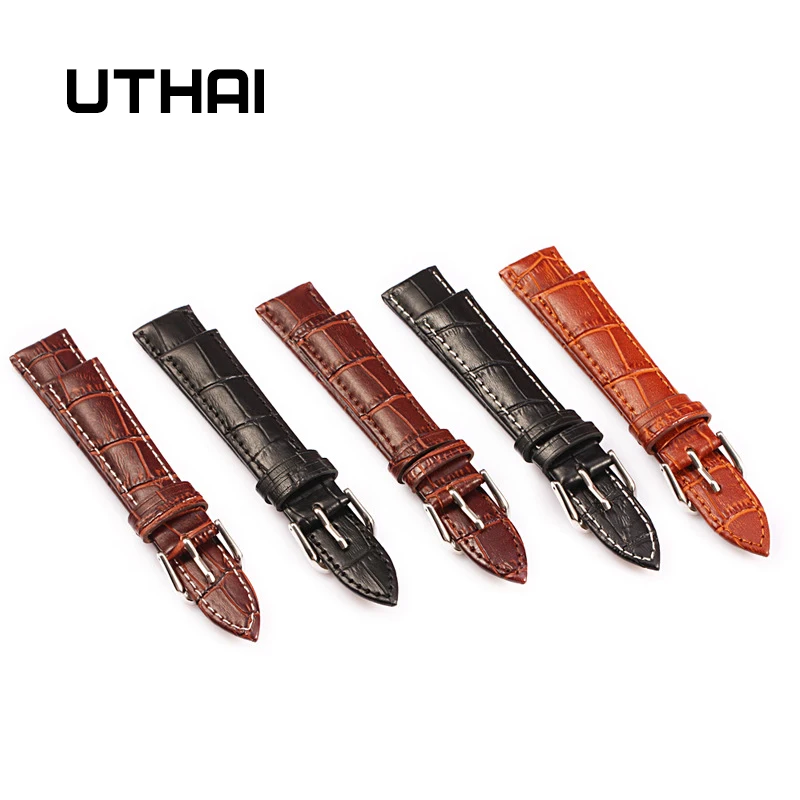 UTHAI Z08 Watch Band Leather Straps 10-24mm Watch Accessories High Quality Brown Colors Watchbands