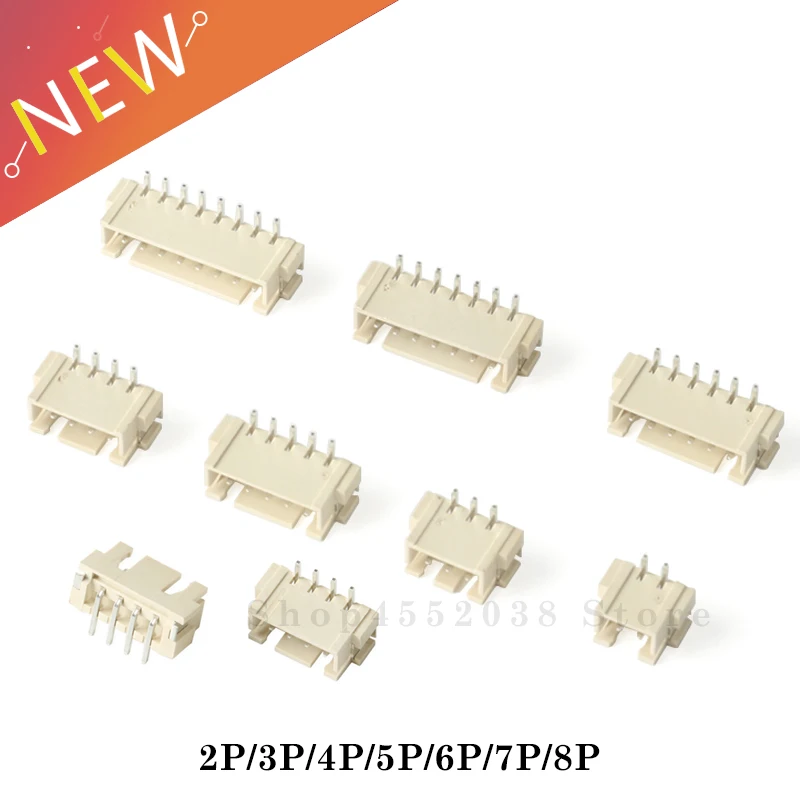 20Pcs XH2.54 Connector Vertical Right Angle SMD Socket 2.54mm Pitch Pin Header 2/3/4/5/6/7/8/9/10/12/14P Heat Resistance