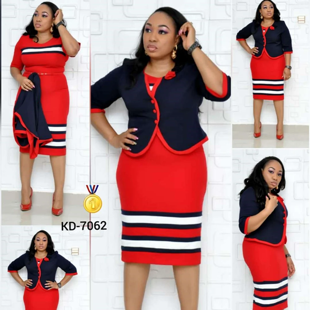 2021 Hot Sale African Turkey Style Plus Size Striped Printed Top And Dress Suit For Women