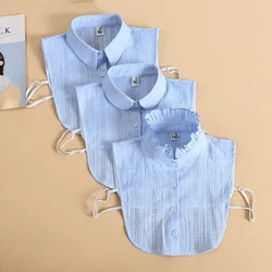 Vintage Stand Fake Collar Shirt Women Lace Lapel Detachable Collars For Women Black False Collars Woman Half Shirt Blouse