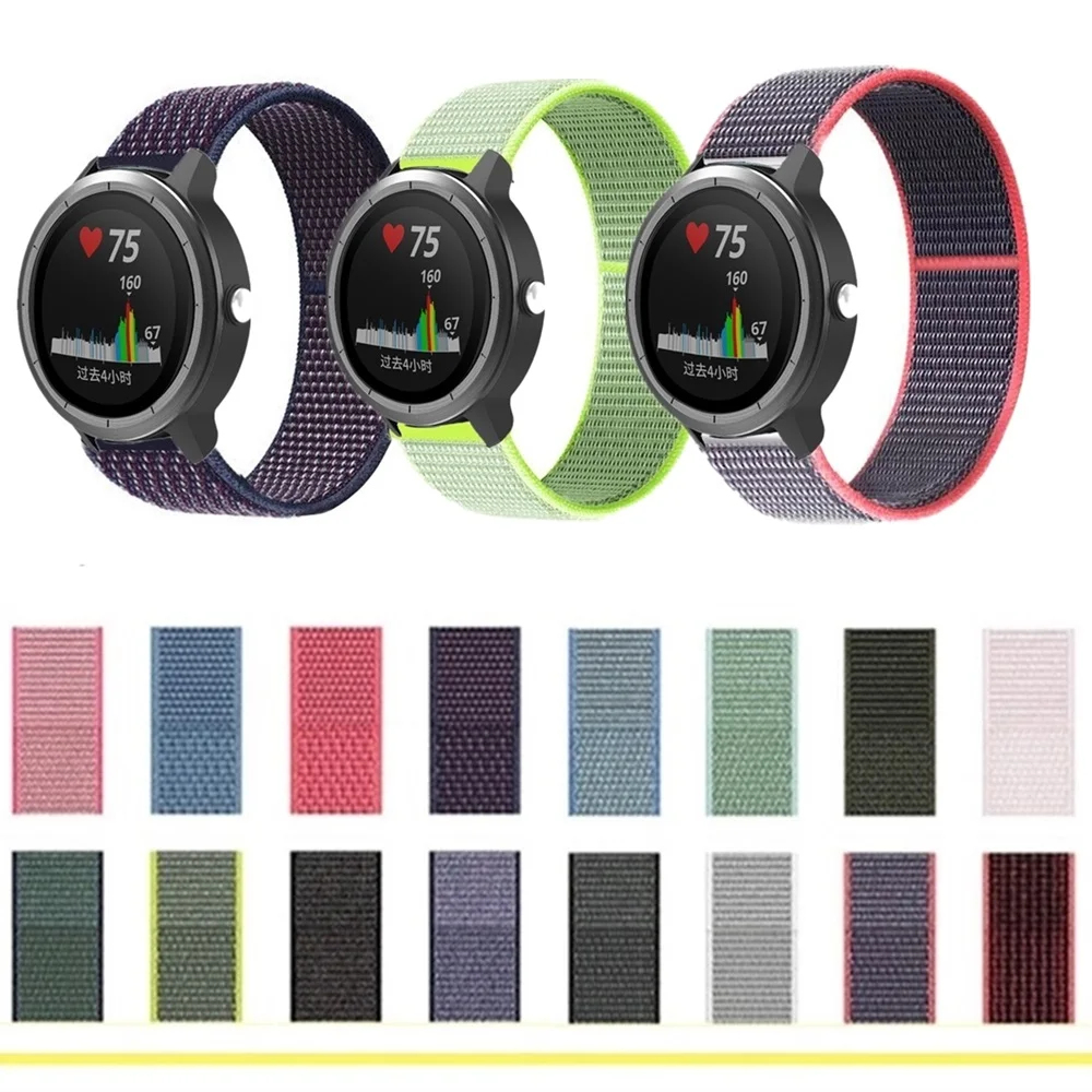 Ремешок тканый 20 мм для Garmin Vivoactive 3 Music Vivomove HR, Воздухопроницаемый спортивный браслет для часов Forerunner 245 645