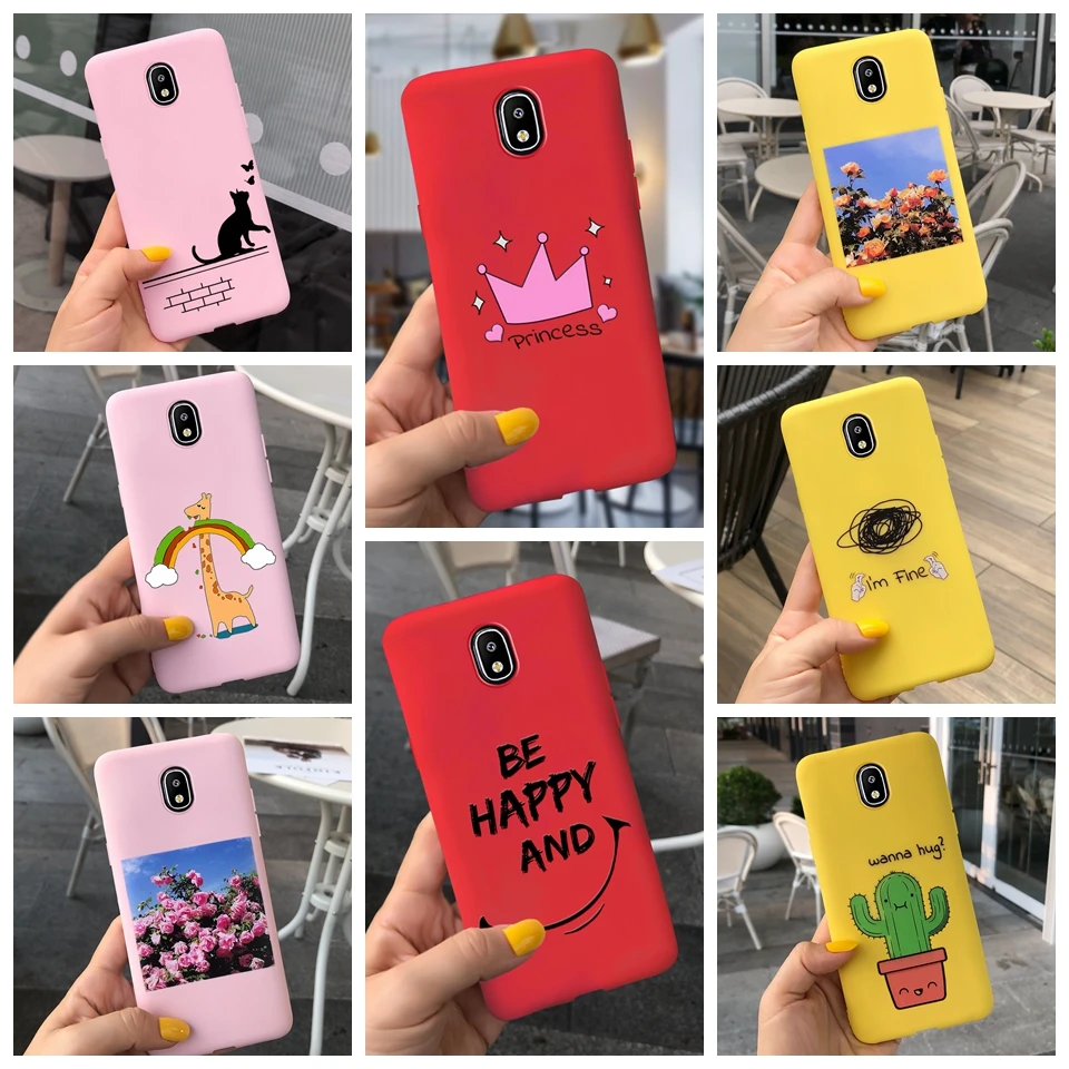 Silicone Love Heart Phone Case For Samsung Galaxy J5 2017 J530F/DS Samsung J5 J530Y/DS Candy Color Soft TPU Back Cover 5.2“