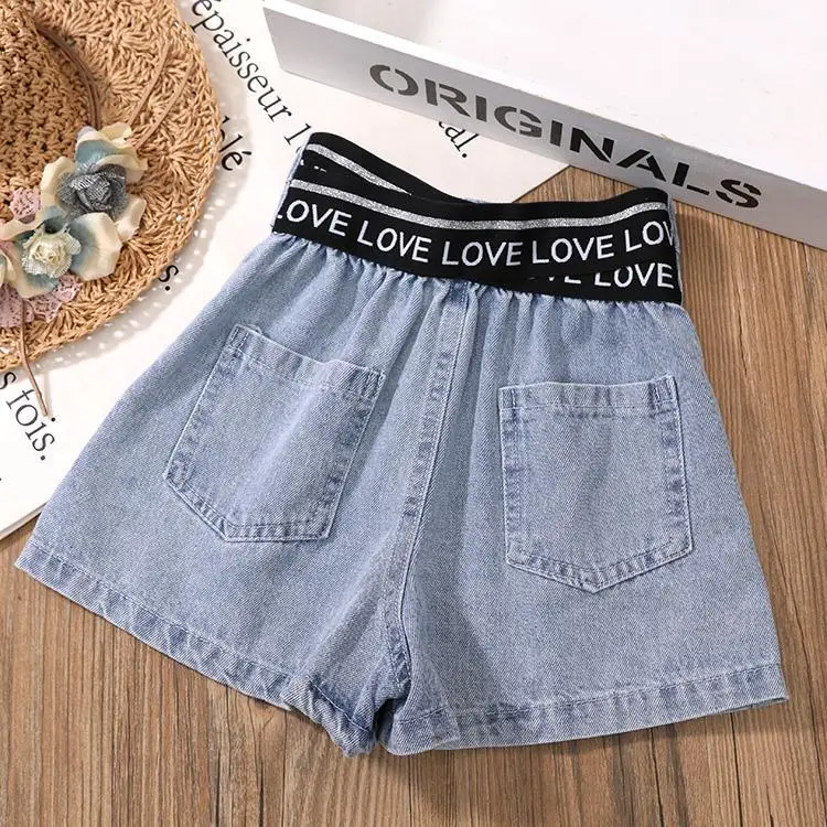 New Kids Girls Clothes Set Summer Girl Crop Tops T-shirt+Denim shorts 2pcs teens Girl Outfits Baby Girls Clothing 4 5 7 10 12