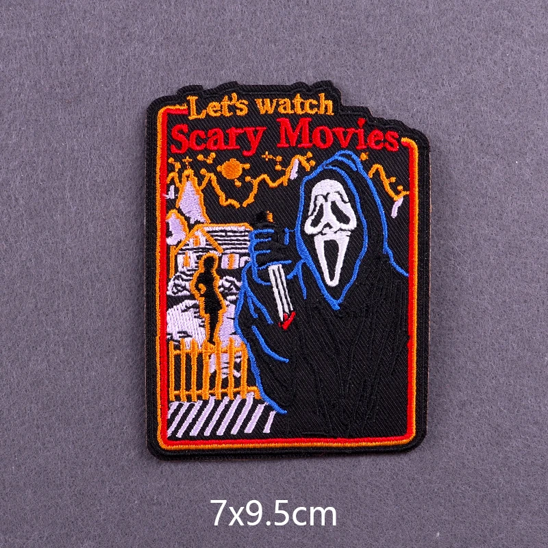 Black Humor Fairy Tale Embroidered Patches For Clothing Thermoadhesive Patches Punk Skull Stickers Iron On Patches On Clothes