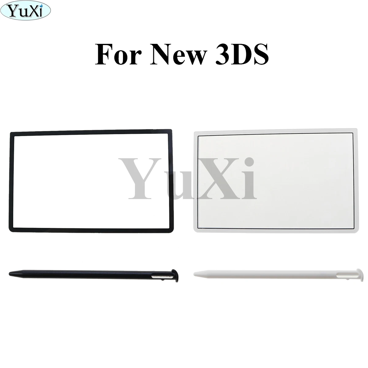 

YuXi Replacement Top Upper LCD Screen Plastic Cover Replacement Part for Nintend New 3DS With Screen Touch Pen Black/White