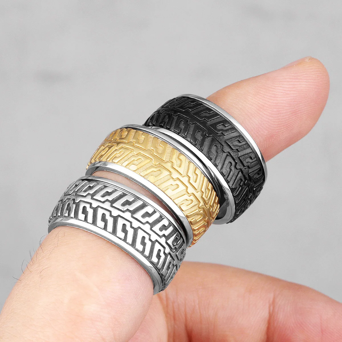 Rotatable Tire Stainless Steel Mens Rings Trendy Simple Hip Hop Cool For Male Boyfriend Biker Jewelry Creativity Gift Wholesale