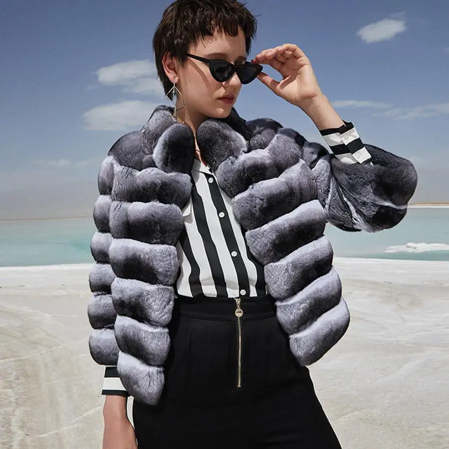 Women Short Coats Real Rex Rabbit Fur Jacket Winter Luxury Genuine Fur Coat High Quality Warm