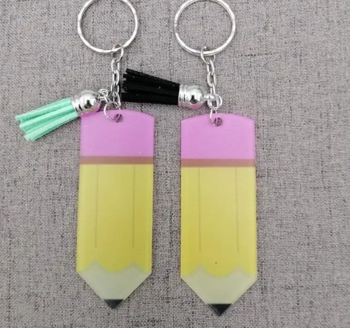 200pcs/lot Teachers' day acrylic keychain monogram good quality personalize pencil keychains hot selling back to school SN2094