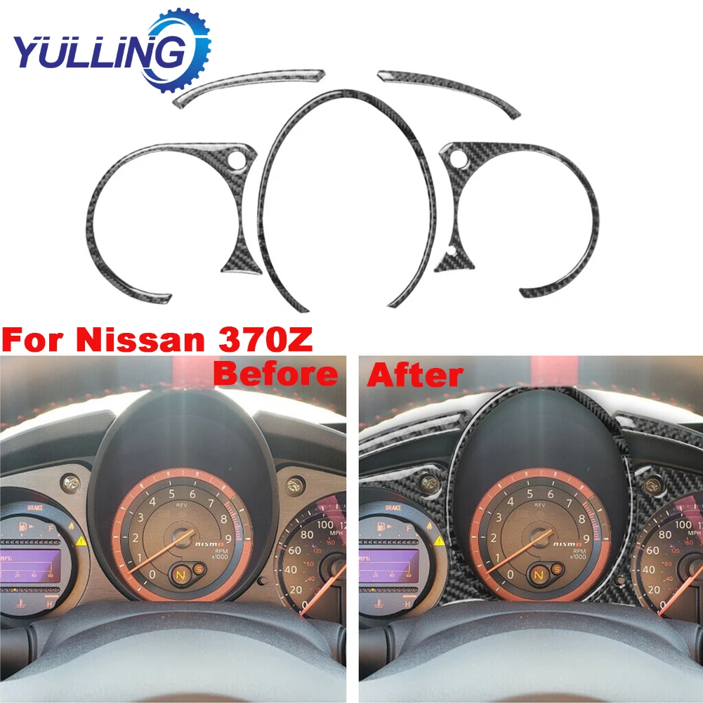 

YULLING 5pcs Carbon Fiber Dashboard Instrument Cluster Board Trim Speed Panel Cover Stickers For Nissan 370Z 2009-2020