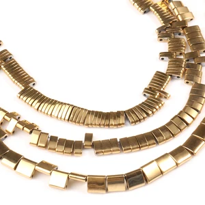 Gold gebadete Hämatit runde Würfelperlen, natürlicher Abstandshalterstein, lose Perlen, um Schmuck zu machen, DIY -Armbänder vorhanden, Farbaufbewahrung, 15 8 Hauptverkaufsstein Cubica - №5