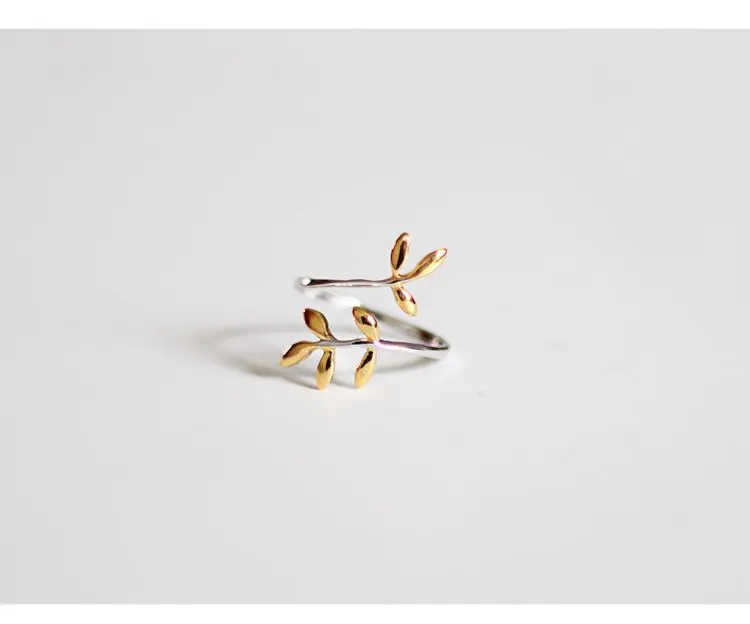 REETI 925 Sterling Silver Rings For Women  Leaf gold ring  Style Lady Prevent Allergy Sterling-silver-jewelry