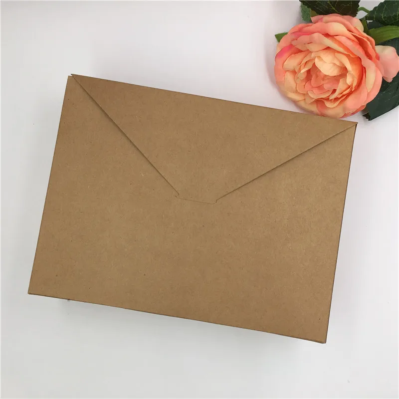 

30pcs/Lot Envelope Shaped Kraft Paper Boxes For Valentine's Day Red Rose Flower Gifts Packaging Container Storage Big Size Boxes