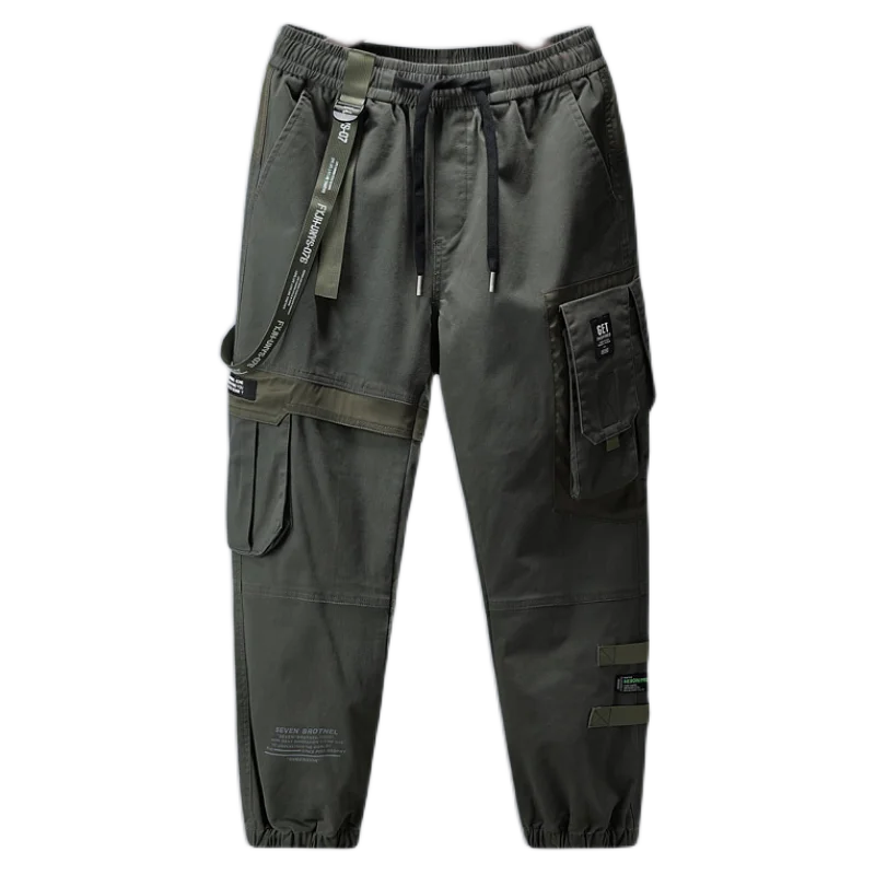 Monos bombachos negros para hombre, pantalones deportivos con cinta multibolsillo, ropa de calle informal, hip-hop, novedad de 2020