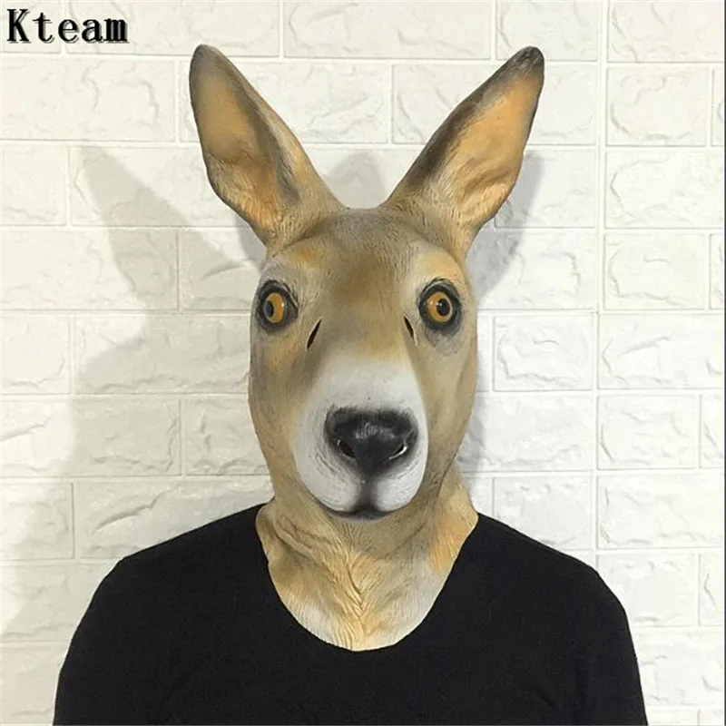 

Hot New Halloween Kangaroo Head Costume Play Masks funny Latex Donkey Mask Funny Animal Masks Masquerade Props Party Mask