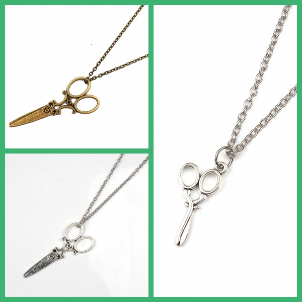 1pcs New Fashion Scissors Pendants Cross Chain Short Long Man Woman Necklace Jewelry Gift Souvenir