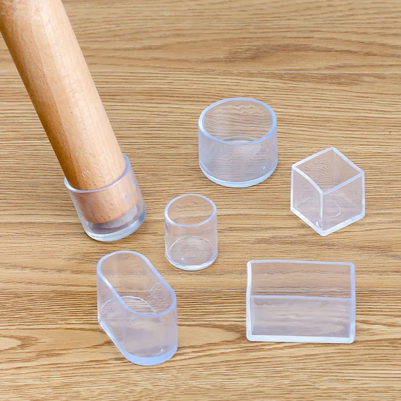 Embouts de Tube Transparent rectangulaire, carré ou rond, bouchon Transparent, couverture de pieds de Table pour chaise