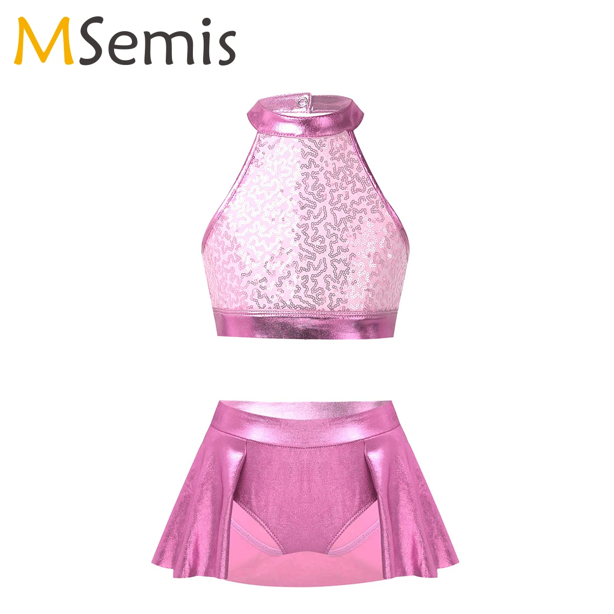 Kids Cheerleader Competition Set Baby Girls Fancy Competition School Gymnastics Jazz Ballet Dance Wear Costume Top Skirt Set