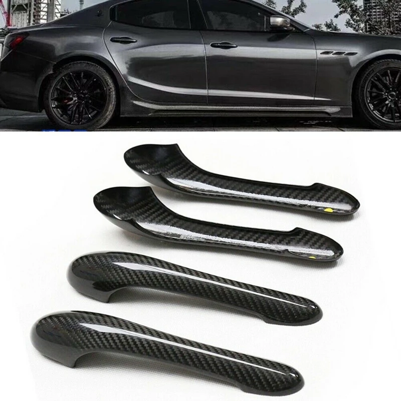 For Maserati GranTurismo S MC GT GTS Coupe 2008-2017 Real Carbon Fiber 2 Door/4 Door Car Exterior Door Handle Trim Covers