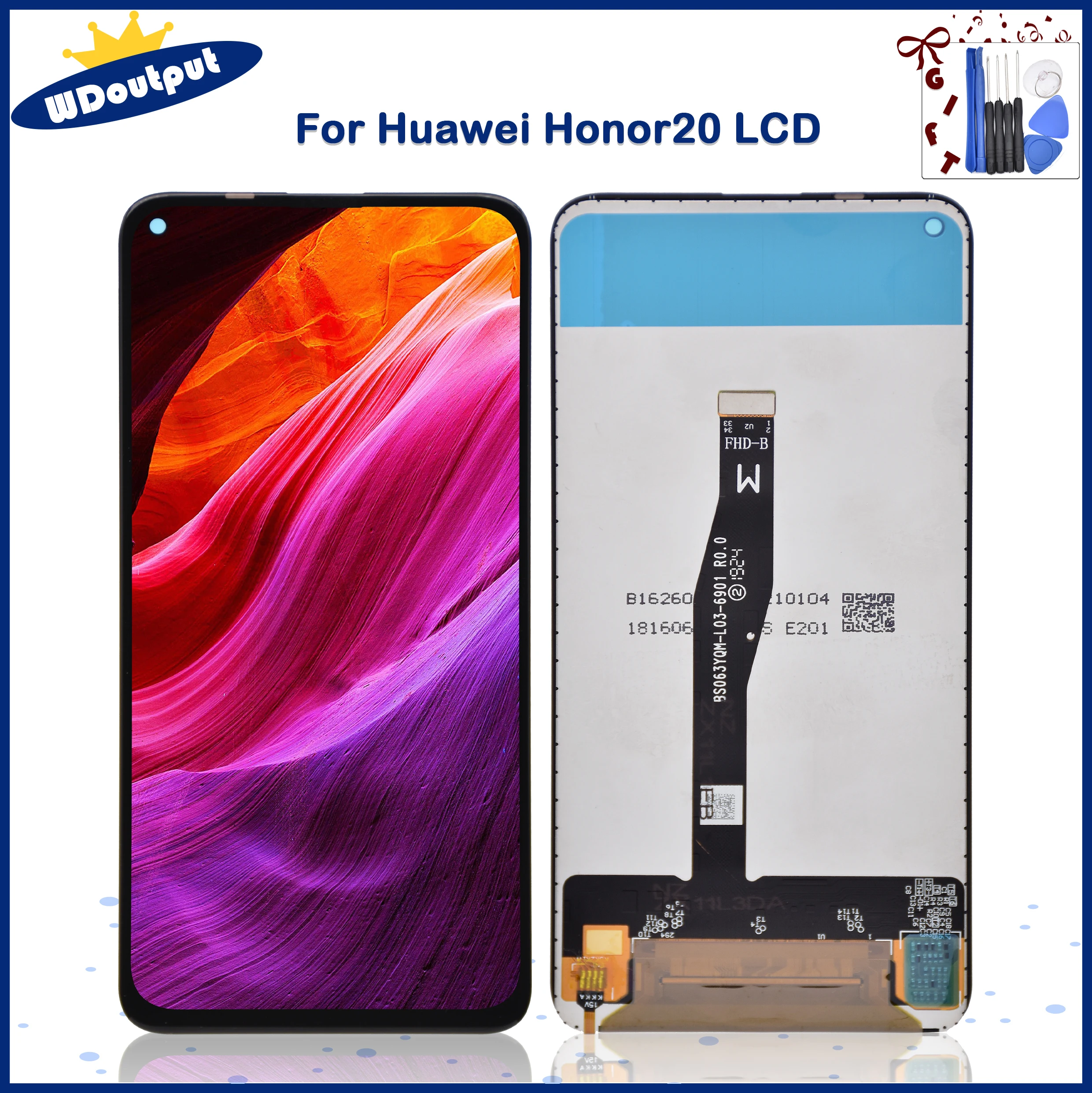 LCD Touch Screen Digitizer Assembly with Frame, Display, Huawei Honor 20, Nova 5T, YAL-L21