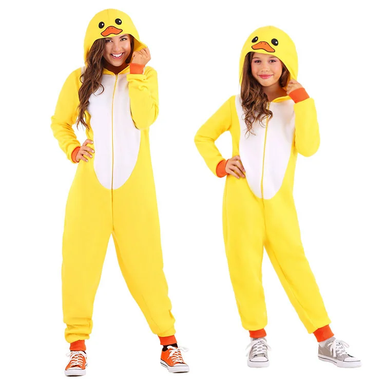 

New Halloween kid Adult Stage Performance boys Girls yellow duck cosplay costume high quality jumpsuits ship fast