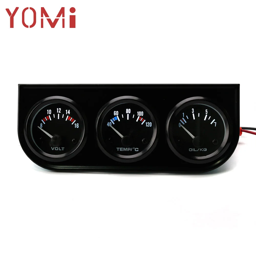 

YOMI 52mm Triple Electrial Gauge Kit Water Temp Gauge+Oil press+Voltmeter Temperature Sensor Car Meter YC101266