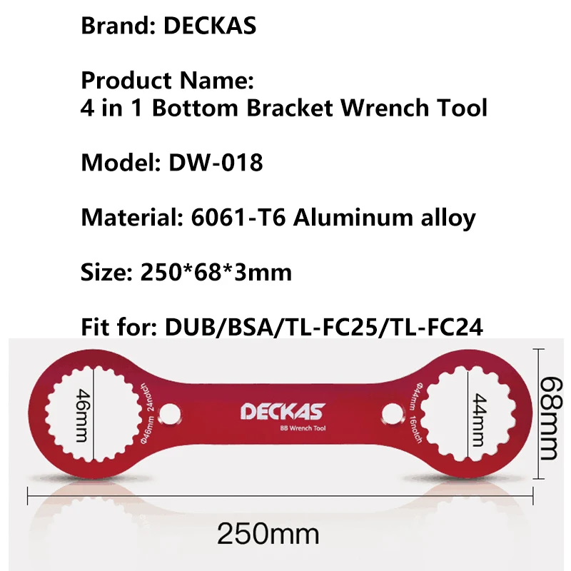 DECKAS 4 in 1 Bottom Bracket Wrench Tool Bike BB Repair Wrench for SRAM DUB BSA / FC-25 / FC-24 DUB-BSA Tool Bicycle Repair Tool