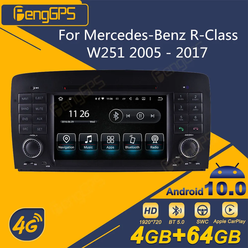 

Автомагнитола для Mercedes-Benz R-Class W251 2005-2017, Android, 2 Din, стереоприемник, Авторадио, мультимедийный DVD-плеер, GPS-навигатор