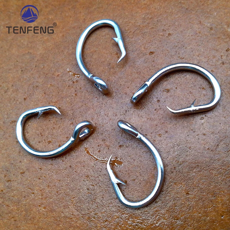 50-500 stücke Großhandel Edelstahl Stacheldraht Eyed Angelhaken Kreis Fisch Haken Thunfisch Köder Jig Einzigen Jigging Ozean Meer angeln Pesca – Detail 5