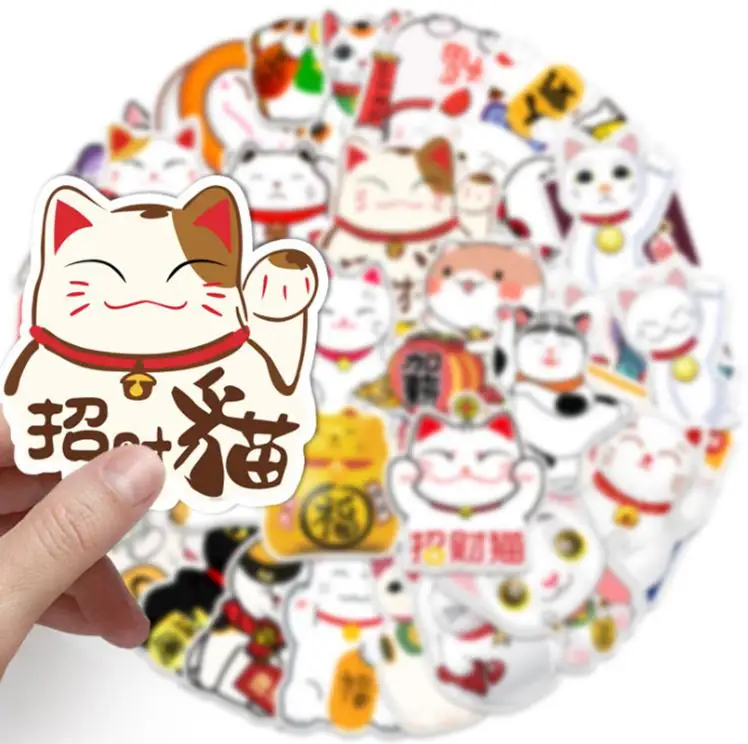 10/30/50pcs   Lucky Cat Graffiti Waterproof Skateboard Travel Suitcase Phone Laptop Luggage Stickers Cute Kids Girl Toys