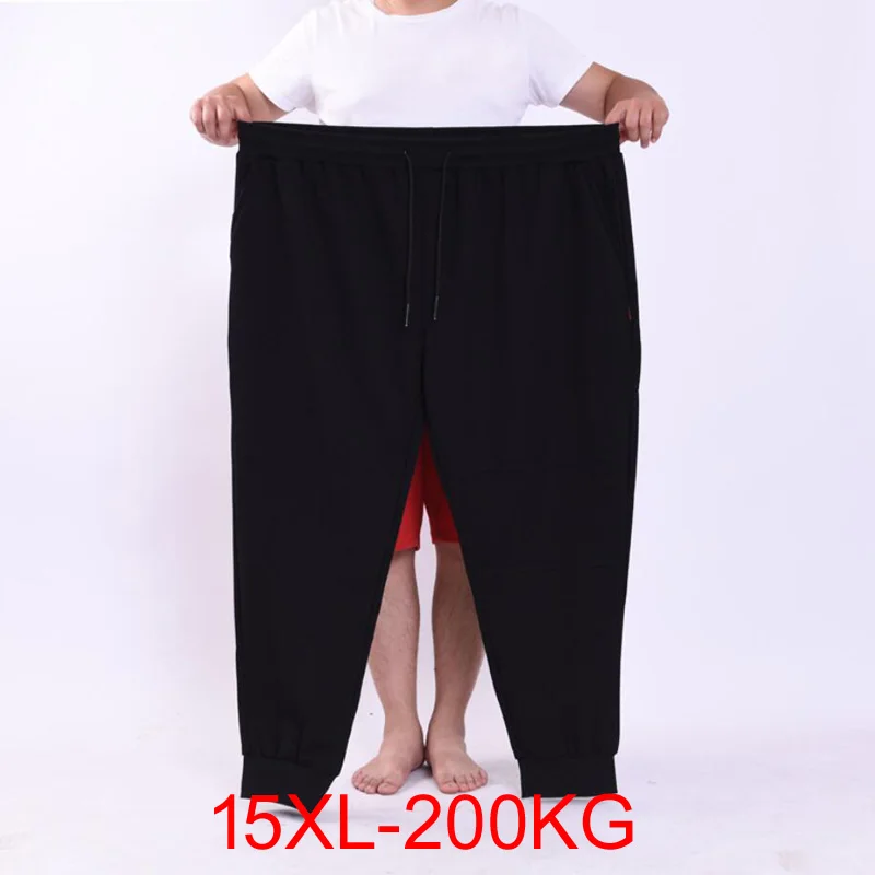 

Men's big pants 200KG plus size 14XL 15XL loose stretch large size 66 60 62 spring casual pants black 50 52 54 56 58