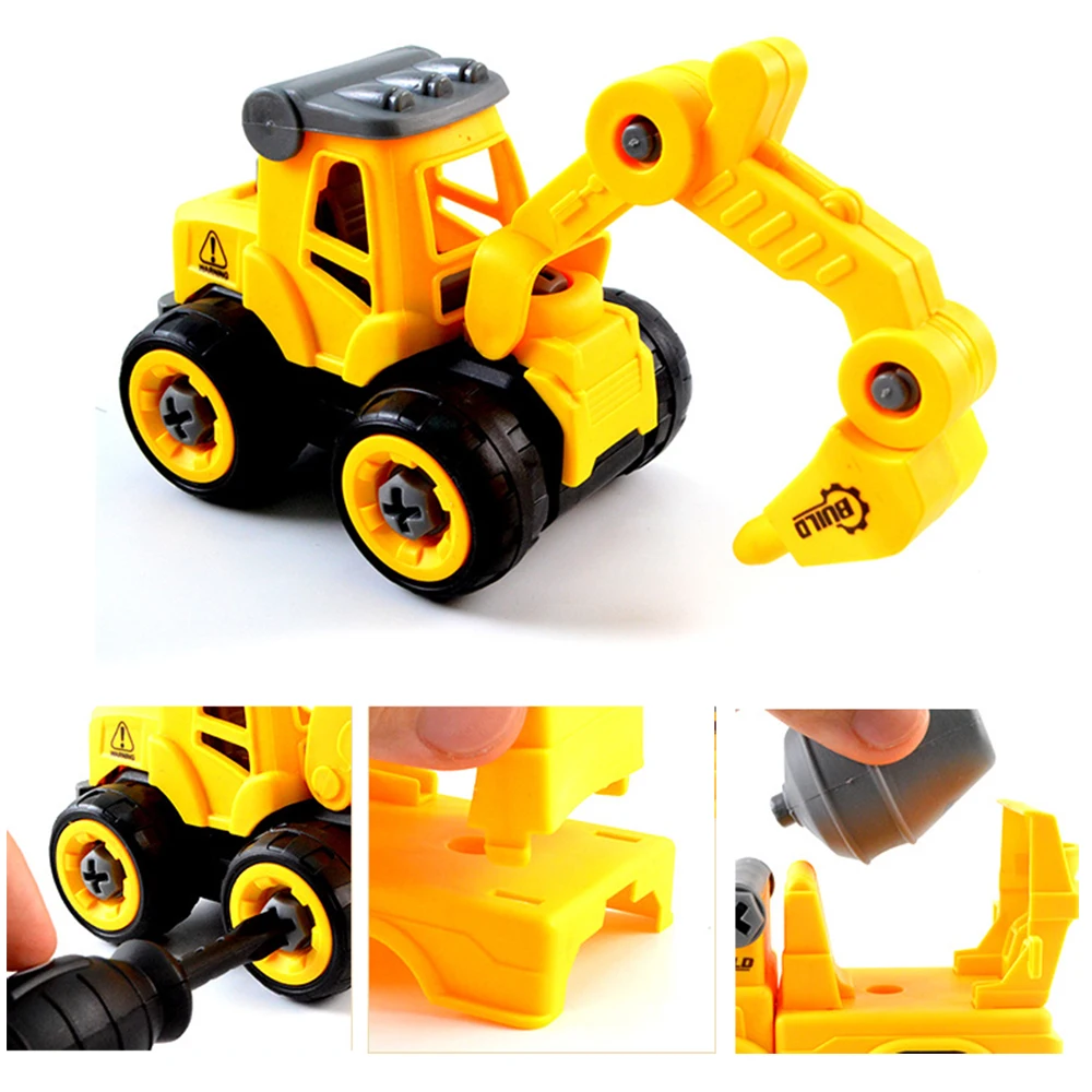 DIY Engineering Cars Mini Diecast Plastic  Construction Vehicle Excavator Model Toys for ChildrenBoys Gift