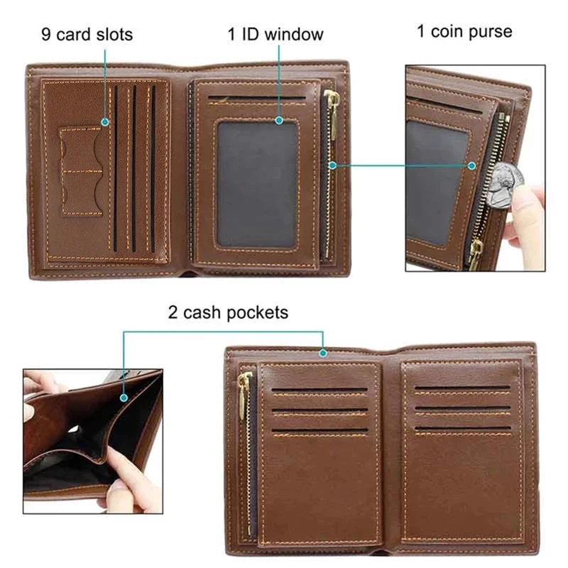Engraved Wallets For Men Ultra-Thin Young Short PU leather Wallet Fashion Custom Photo Engraving Father\'s Day Gift Wallet