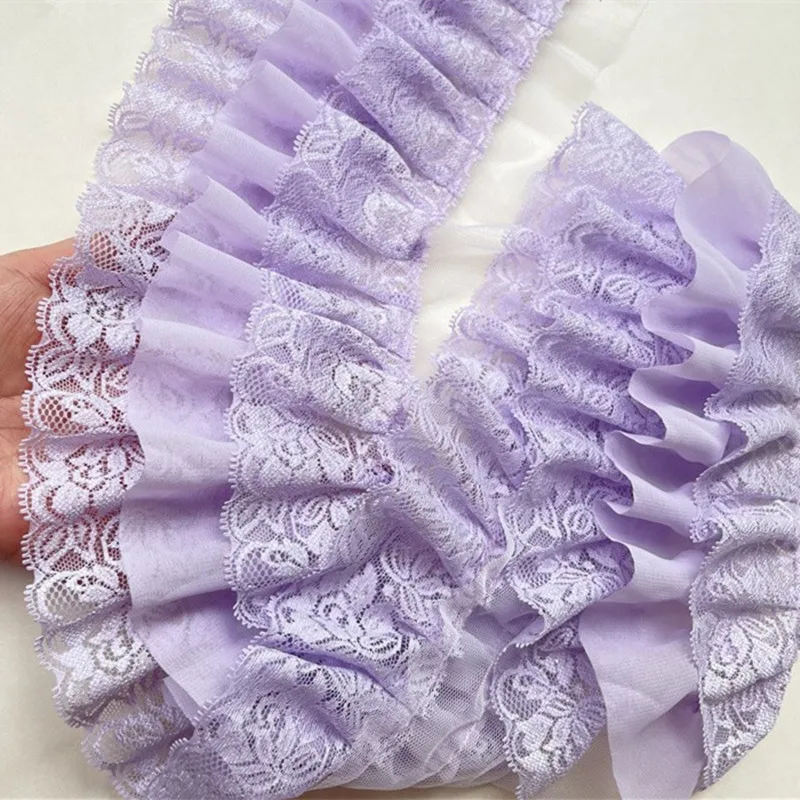 Hot Sale Three-layer Pleated Fluffy 3D Chiffon Lace Fabric DIY Children\'s Clothing Cake Skirt Party Dress Decoration Accessories